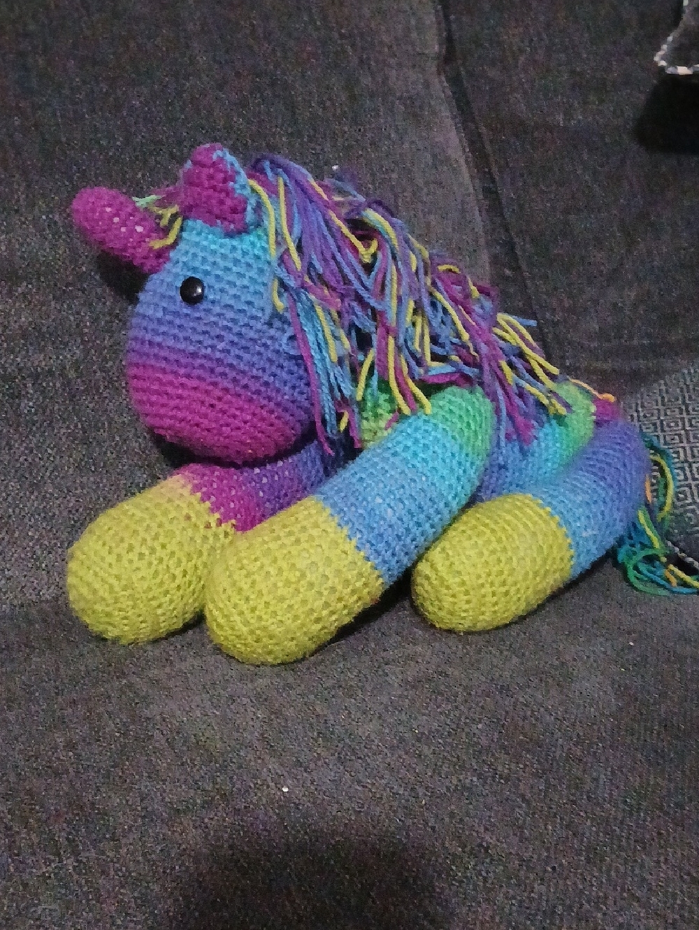 Handmade Rainbow Crochet Unicorn Plush - Multicolor